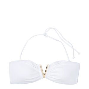 Victorias Secret White Bandeau Bikini Top with Gold Hardware XS NWT